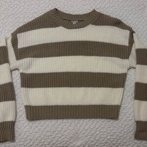 Garage Brown and Cream Striped Sweater
